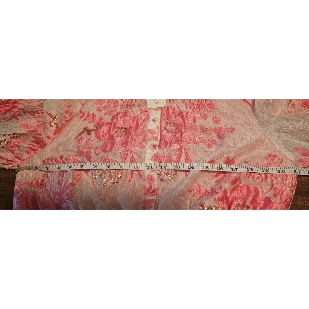 Gingham & Heels Glazer Pink Brocade Embroidered Floral Mini Belt Dress Size 16 - Picture 7 of 16